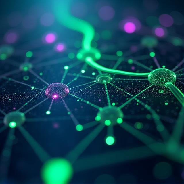 Abstract 3D data visualization showing industry growth nodes