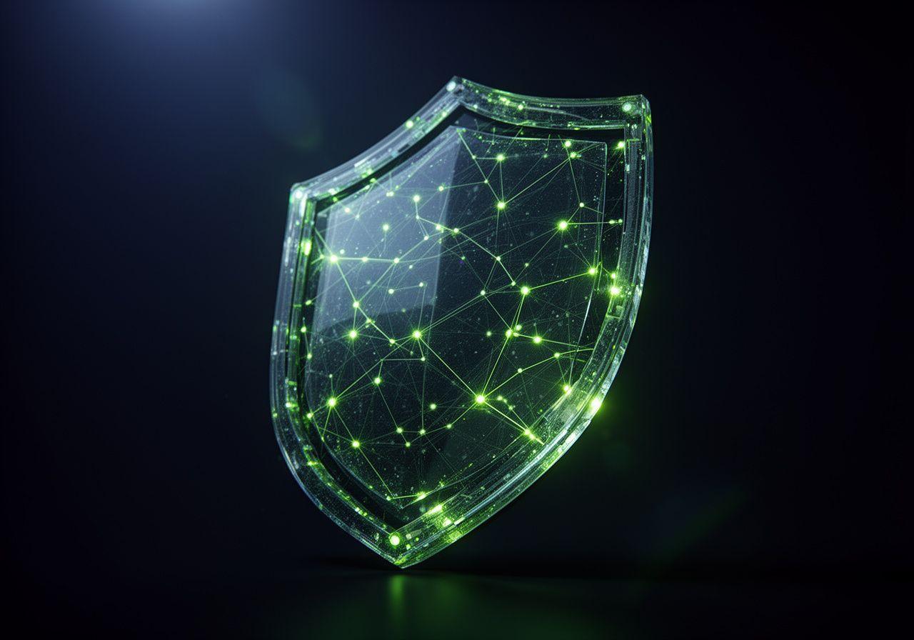 Abstract representation of data security and encryption nodes