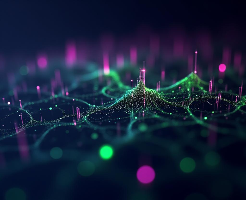 Abstract neural network and high-tech data visualisation representing predictive intelligence